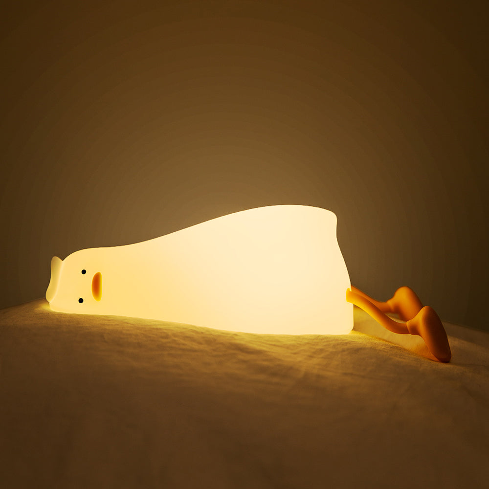 Veilleuse Canard Couché (Silicone Souple) – Intensité réglable par simple pression, LED rechargeable