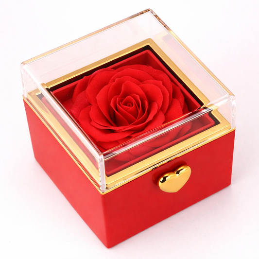 Boîte cadeau de bijoux Rose Éternelle – Boîte surprise avec vraie rose pour la Fête des Mères et les Anniversaires
