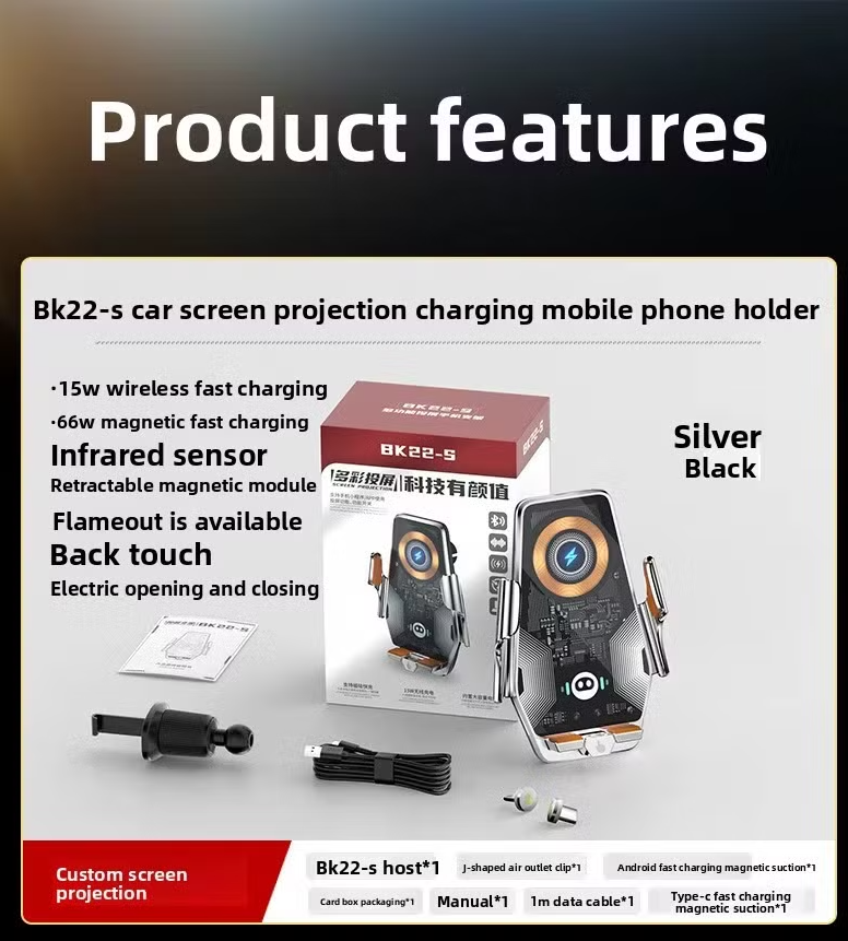 Chargeur de voiture sans fil Qi Smartible 10 W et support de téléphone à verrouillage automatique