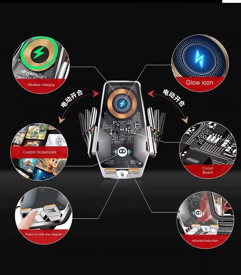 Chargeur de voiture sans fil Qi Smartible 10 W et support de téléphone à verrouillage automatique