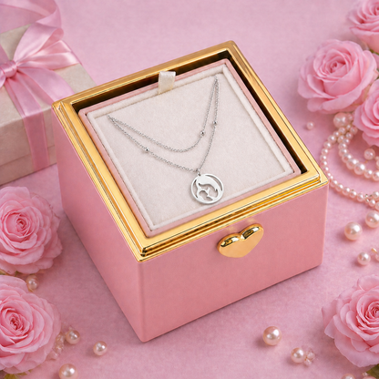 Boîte cadeau de bijoux Rose Éternelle – Boîte surprise avec vraie rose pour la Fête des Mères et les Anniversaires
