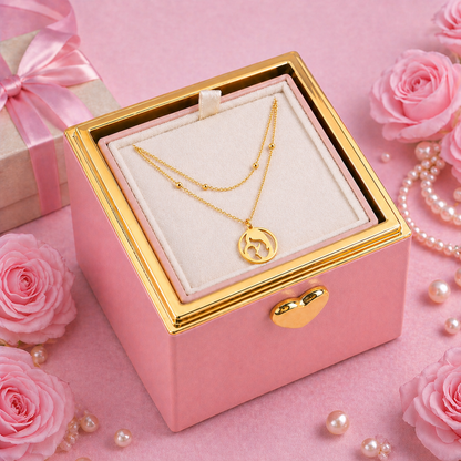 Boîte cadeau de bijoux Rose Éternelle – Boîte surprise avec vraie rose pour la Fête des Mères et les Anniversaires