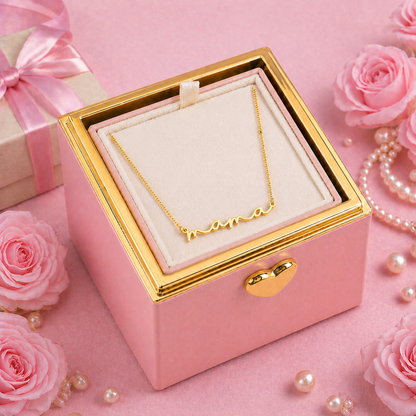 Boîte cadeau de bijoux Rose Éternelle – Boîte surprise avec vraie rose pour la Fête des Mères et les Anniversaires