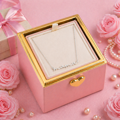 Boîte cadeau de bijoux Rose Éternelle – Boîte surprise avec vraie rose pour la Fête des Mères et les Anniversaires