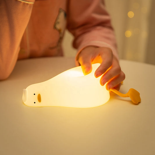 Veilleuse Canard Couché – Lampe LED Rechargeable en Silicone Souple