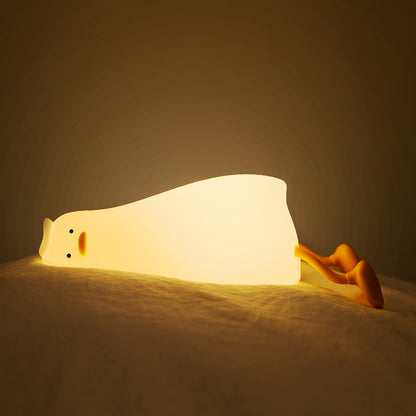 Veilleuse Canard Couché (Silicone Souple) – Intensité réglable par simple pression, LED rechargeable