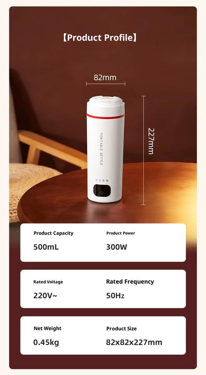 Bouilloire de voyage rechargeable Smartible – 500 ml, tasse chauffante portable à température contrôlée
