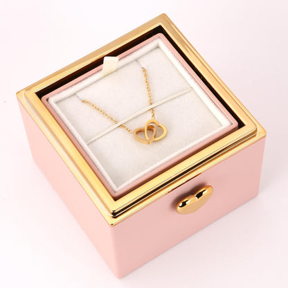 Boîte cadeau de bijoux Rose Éternelle – Boîte surprise avec vraie rose pour la Fête des Mères et les Anniversaires