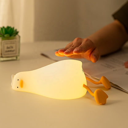 Veilleuse Canard Couché (Silicone Souple) – Intensité réglable par simple pression, LED rechargeable
