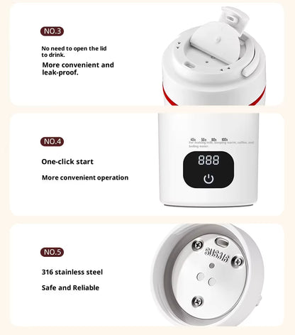 Bouilloire de voyage rechargeable Smartible – 500 ml, tasse chauffante portable à température contrôlée