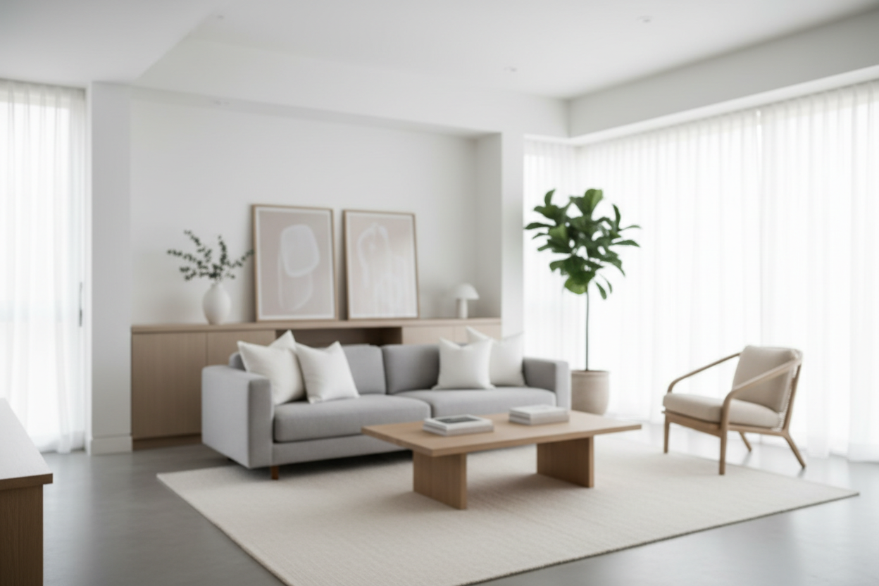 creat an interior modern house with light decoration blur