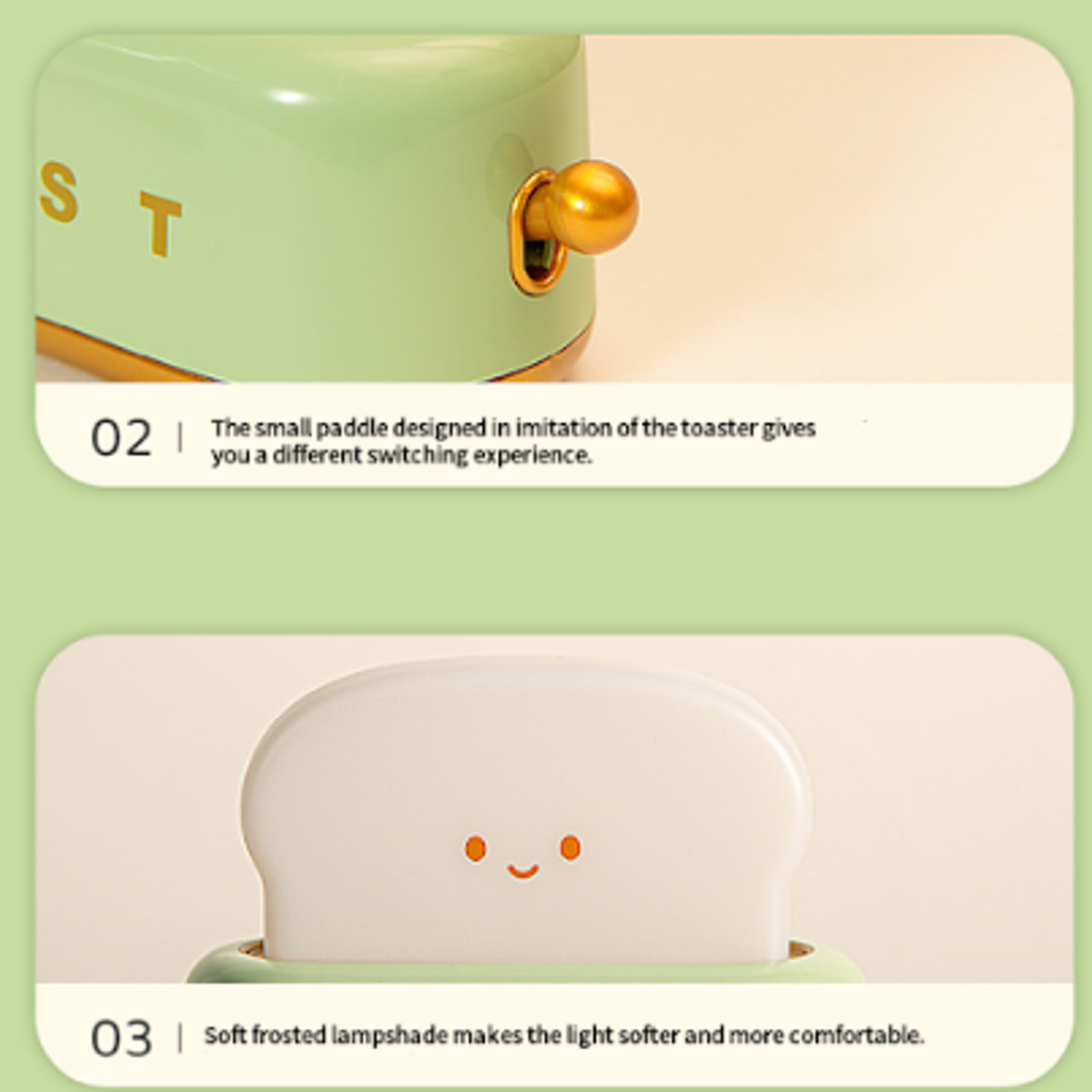 Veilleuse grille-pain – Adorable lampe d'ambiance LED rechargeable