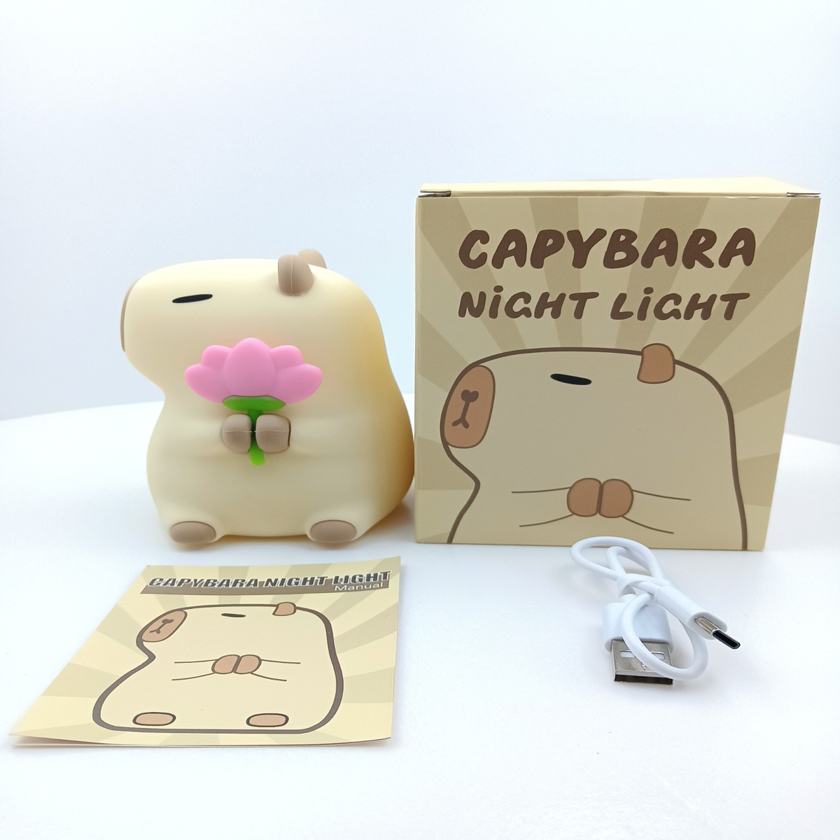 Veilleuse Capybara – Lampe LED Rechargeable en Silicone Souple
